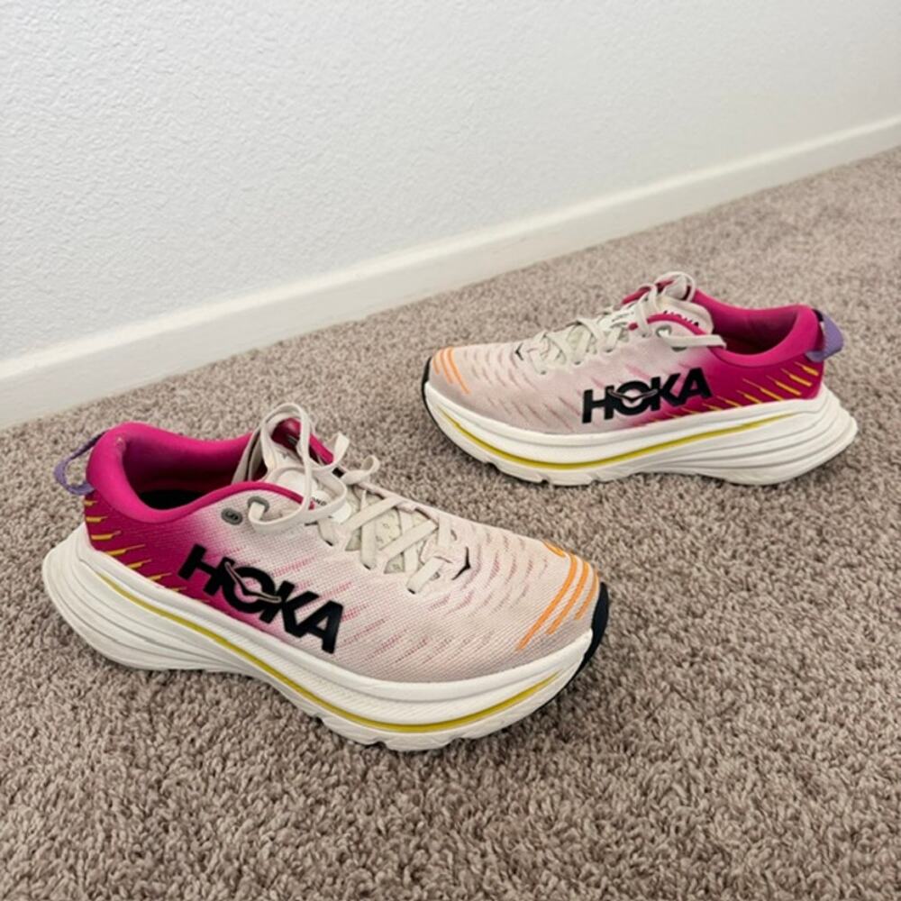 HOKA ONE ONE W Bondi X Max Cushion Road Running Pink Yarrow Women's 8.5B